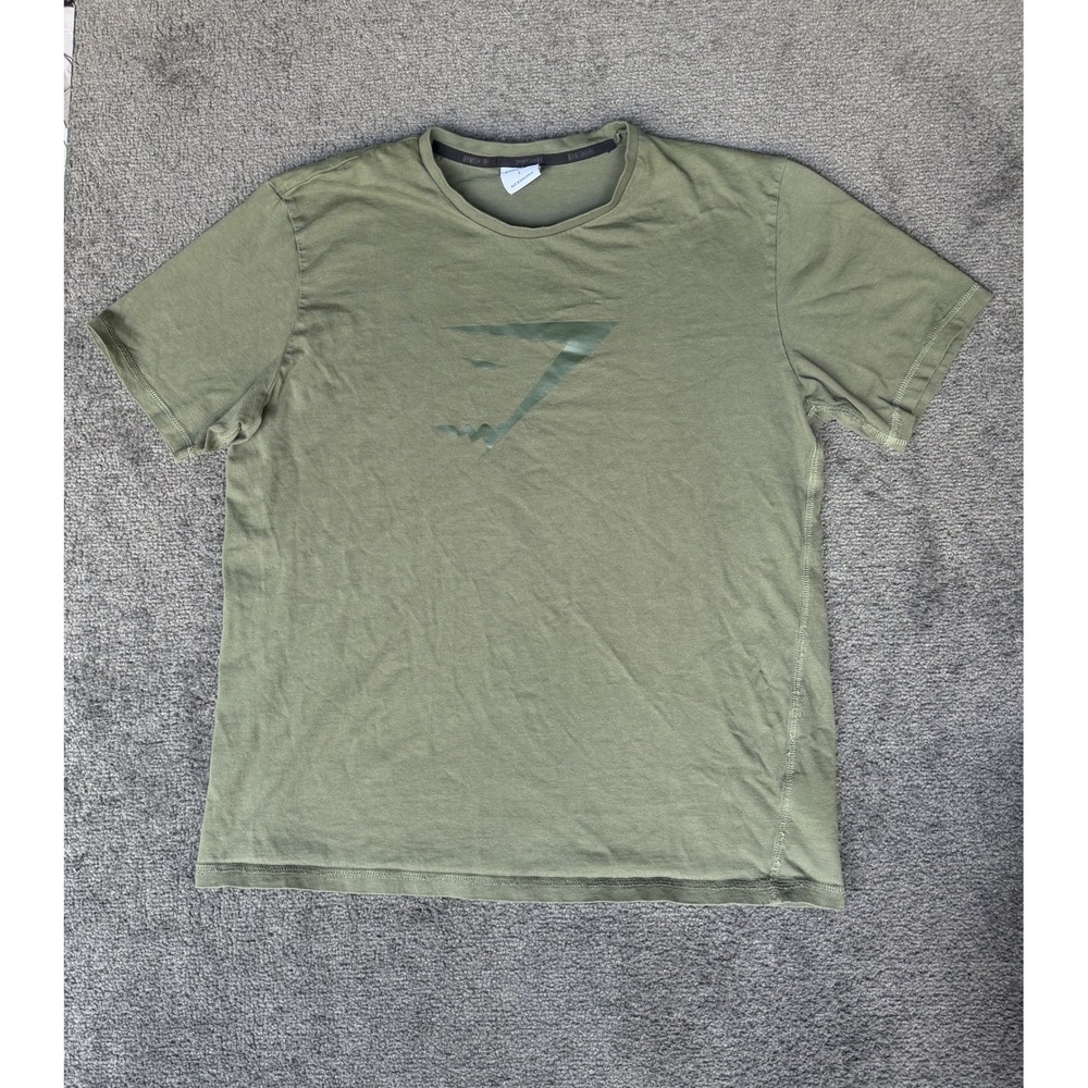 Gymshark Mens Olive Green Graphic Logo Short Sleeve Cotton T-Shirt Size L A3A1O